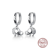 925 Silver Lucky Elephant Drop Earrings Zircon Elephant Earring Jewelry