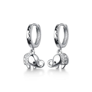 925 Silver Lucky Elephant Drop Earrings Zircon Elephant Earring Jewelry