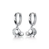 925 Silver Lucky Elephant Drop Earrings Zircon Elephant Earring Jewelry