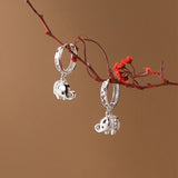 925 Silver Lucky Elephant Drop Earrings Zircon Elephant Earring Jewelry