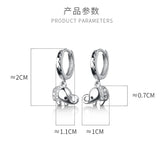 925 Silver Lucky Elephant Drop Earrings Zircon Elephant Earring