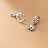 925 Silver Lucky Elephant Drop Earrings Zircon Elephant Earring Jewelry