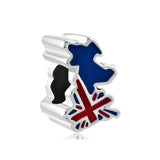 925 Silver Map Flag Cross Butterfly Charms Beads for Bracelet