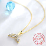 925 Sterling Silver Mermaid Zircon Pendant Necklace For Women