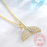 925 Sterling Silver Mermaid Zircon Pendant Necklace For Women