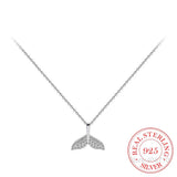 925 Sterling Silver Mermaid Zircon Pendant Necklace For Women