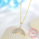 925 Sterling Silver Mermaid Zircon Pendant Necklace For Women