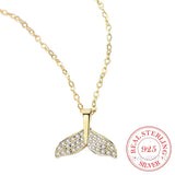 925 Sterling Silver Mermaid Zircon Pendant Necklace For Women