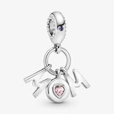 925 Sterling Silver Mom Letters Dangle Charms Beads Fit Europe Bracelet