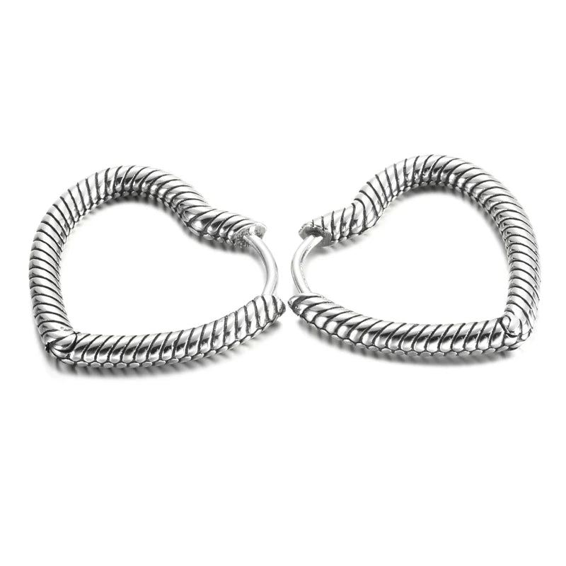 925 Sterling Silver Heart Charm Hoop Earrings for Women Girls