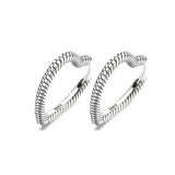 925 Sterling Silver Heart Charm Hoop Earrings for Women Girls