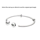 925 Sterling Silver Open Bangle End Caps for Pink Purple Pave Charm