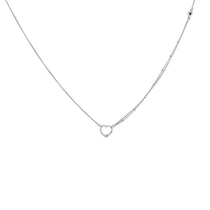 925 Sterling Silver Open Heart Necklace for Women Silver S925 Jewelry