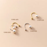 925 Silver Pearl Hoop Earrings Women Girls Jewelry