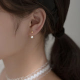 925 Silver Pearl Hoop Earrings Women Girls Jewelry