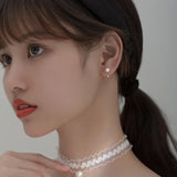 925 Silver Pearl Hoop Earrings Women Girls Jewelry