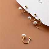 925 Silver Pearl Hoop Earrings Women Girls Jewelry