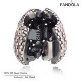 925 Silver Pink Crystal Heart Charms Beads Bracelets DIY Jewelry