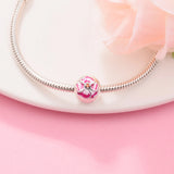 925 Silver Pink Pansy Flower Clip Charm Bead for Bracelets