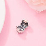 925 Silver Pink Pansy Flower Clip Charm Bead for Bracelets