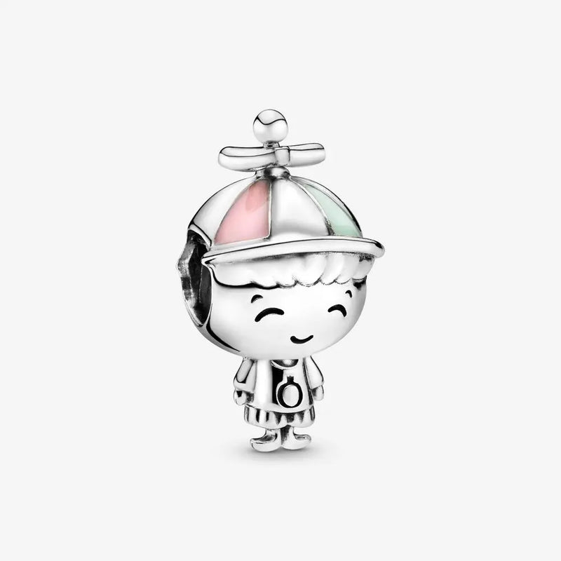 925 Sterling Silver Propeller Hat Little Boy Charms Beads for Bracelet