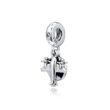 925 Sterling Silver Propeller Plane Dangle Charm Bead for Jewelry Making