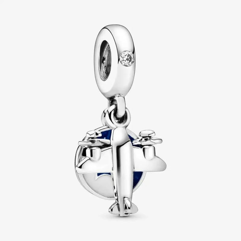 925 Sterling Silver Propeller Plane Dangle Charm Bead for Jewelry Making