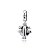 925 Sterling Silver Propeller Plane Dangle Charm Bead for Jewelry Making