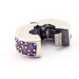 925 Silver Purple CZ Clip Charm for DIY Bracelets