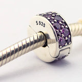 925 Silver Purple CZ Clip Charm for DIY Bracelets