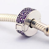 925 Silver Purple CZ Clip Charm for DIY Bracelets