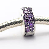 925 Silver Purple CZ Clip Charm for DIY Bracelets