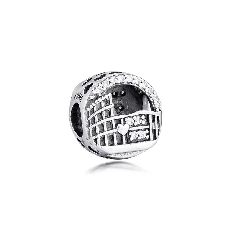925 Silver Rome Colosseum Charm Bead for Bracelet Jewelry Making