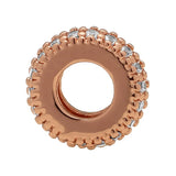 925 Silver Rose & Clear CZ Spacer Charm for Bracelet Beads