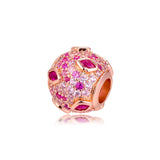 925 Silver Rose Kiss Pave Charm Crystal Beads for Bracelet DIY