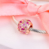 925 Silver Rose Kiss Pave Charm Crystal Beads for Bracelet DIY