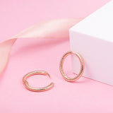 925 Sterling Silver Rose Charm Hoop Earrings for Women