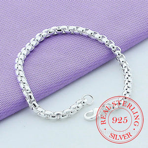 925 Sterling Silver Round Box Chain Bracelets For Women