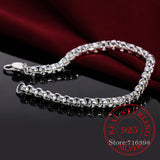 925 Sterling Silver Round Box Chain Bracelets For Women