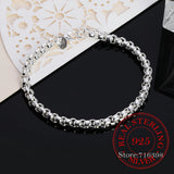 925 Sterling Silver Round Box Chain Bracelets For Women