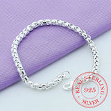 925 Sterling Silver Round Box Chain Bracelets For Women