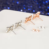 925 Sterling Silver Shell Mother of Pearl Cross Stud Earrings