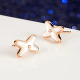 925 Sterling Silver Shell Mother of Pearl Cross Stud Earrings