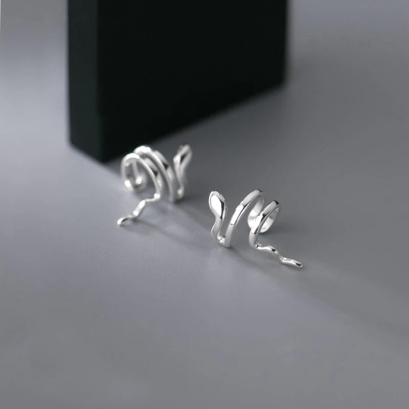 925 Sterling Silver Snake Ear Cuff Wrap Earrings Non-Pierced Cartilage