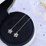 925 Sterling Silver Snowflake Threader Earrings Long Chain Pull Through Earrings