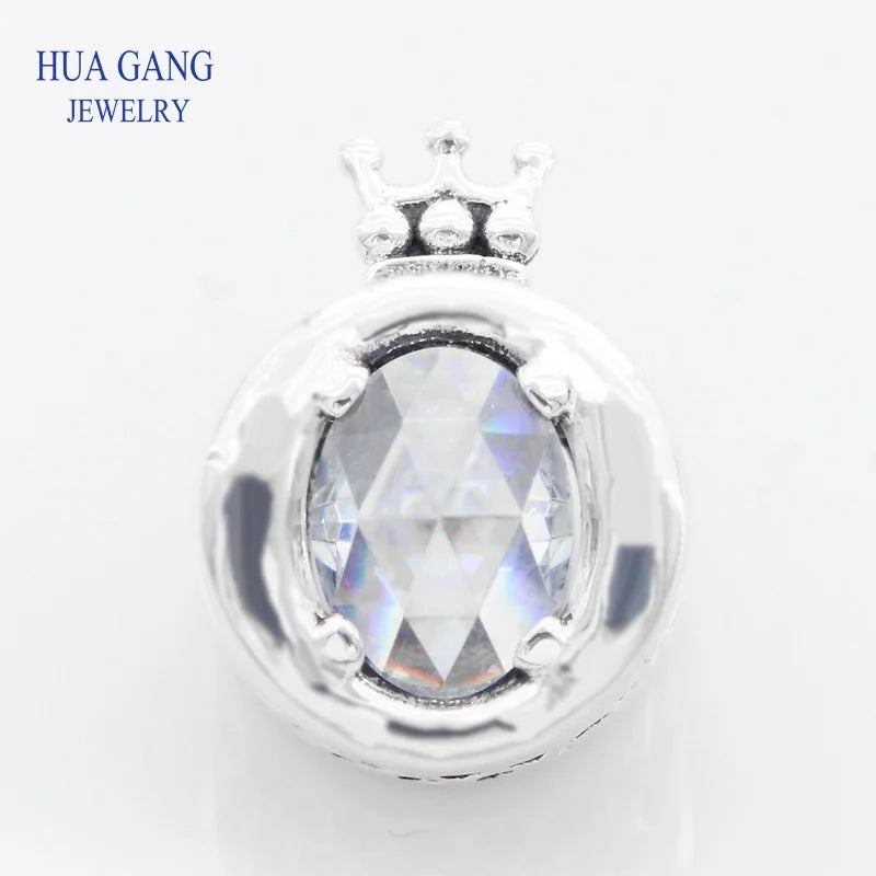 925 Sterling Silver Sparkling Crown O Bead for Bracelets