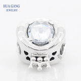 925 Sterling Silver Sparkling Crown O Bead for Bracelets