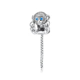 925 Sterling Silver Monkey Charm Zirconia Metal Beads for Jewelry Making