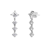 925 Sterling Silver Sparkling Round & Square Drop Earrings Wedding Jewelry