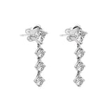 925 Sterling Silver Sparkling Round & Square Drop Earrings Wedding Jewelry